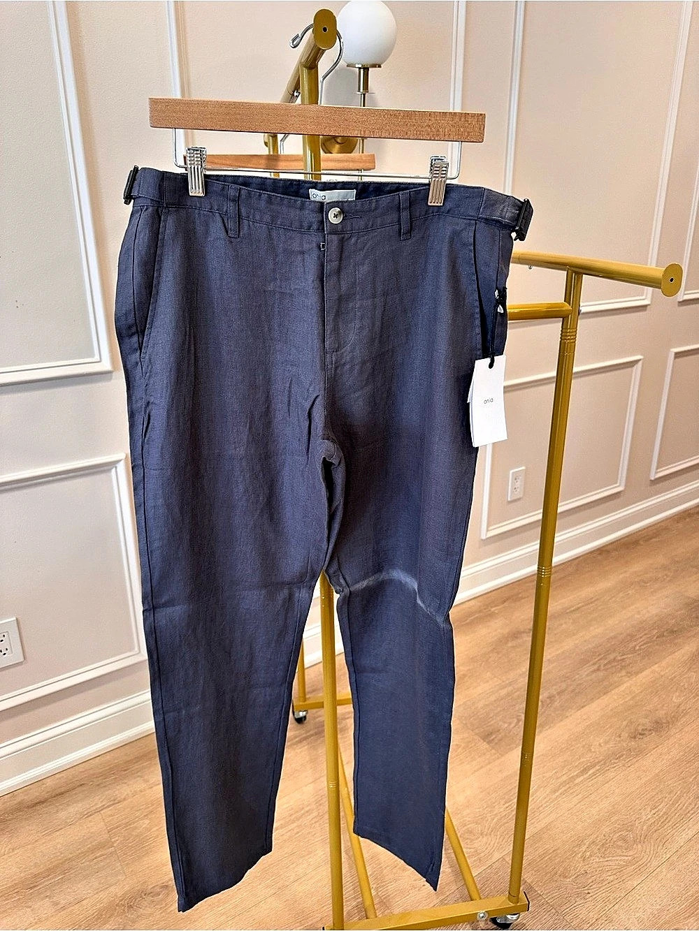 NWT Onia Linen Tapered Pleated Trouser